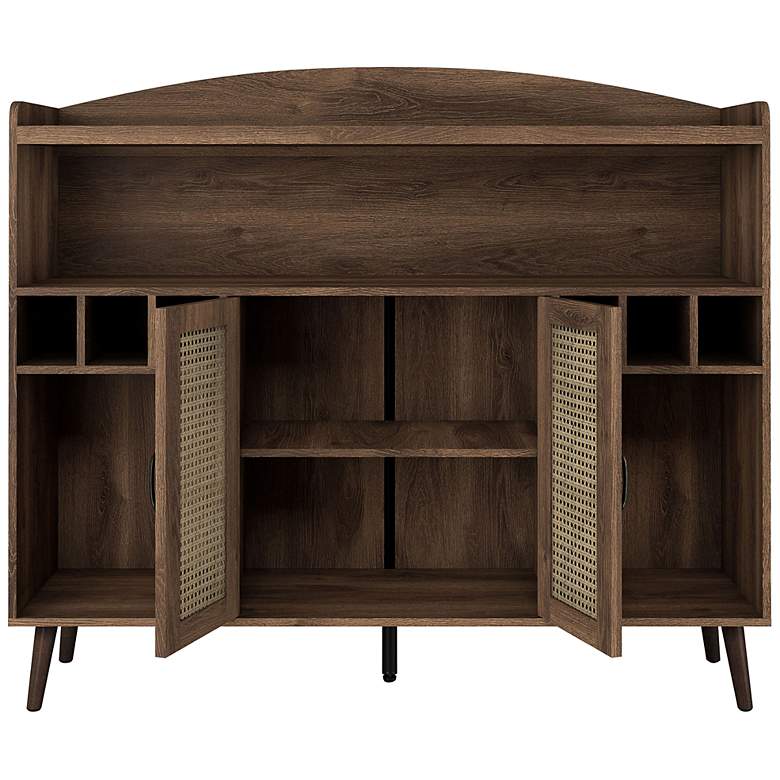 Image 3 Marvolo 47 1/4"W Walnut 2-Door Bar Cabinet with Wine Storage more views