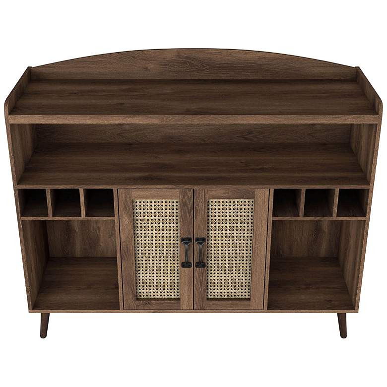 Image 4 Marvolo 47 1/4"W Walnut 2-Door Bar Cabinet with Wine Storage more views