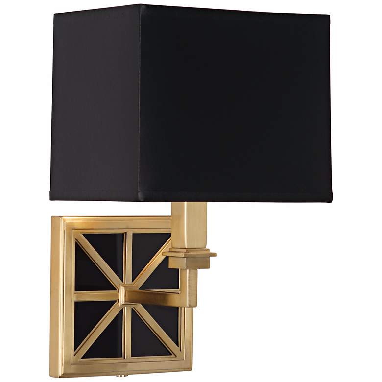 Image 1 Mary McDonald Directoire Black 13 3/4" High Brass Wall Lamp