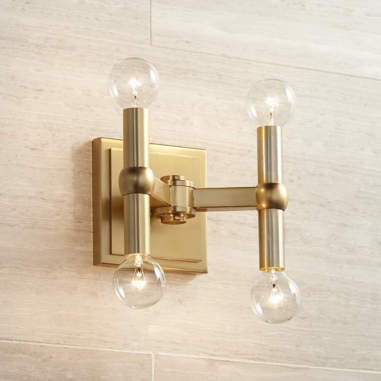 Image 1 Marya 5 1/2" High Dark Satin Brass 4-Light Wall Sconce