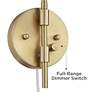 Marybel Antique Brass Adjustable Downlight Swing Arm Plug-In Wall Lamp
