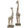 Masai Antique Metallic Silver Giraffe Figurines Set of 2