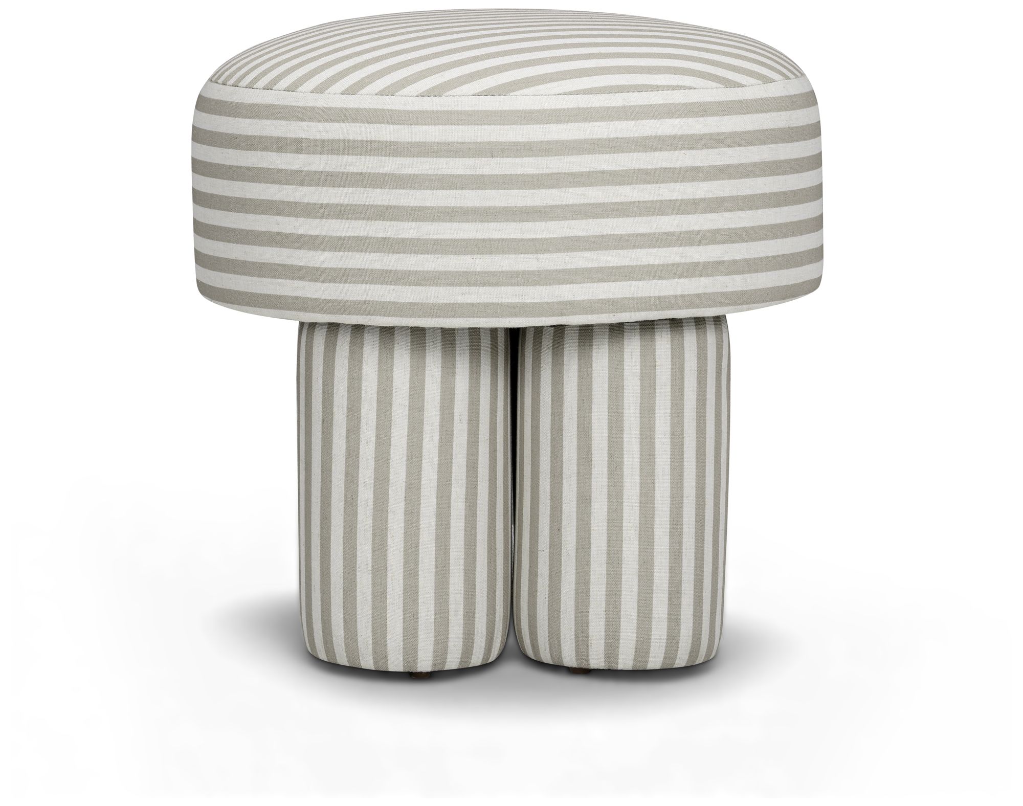Image 2 Masha Khaki Striped Linen Stool more views