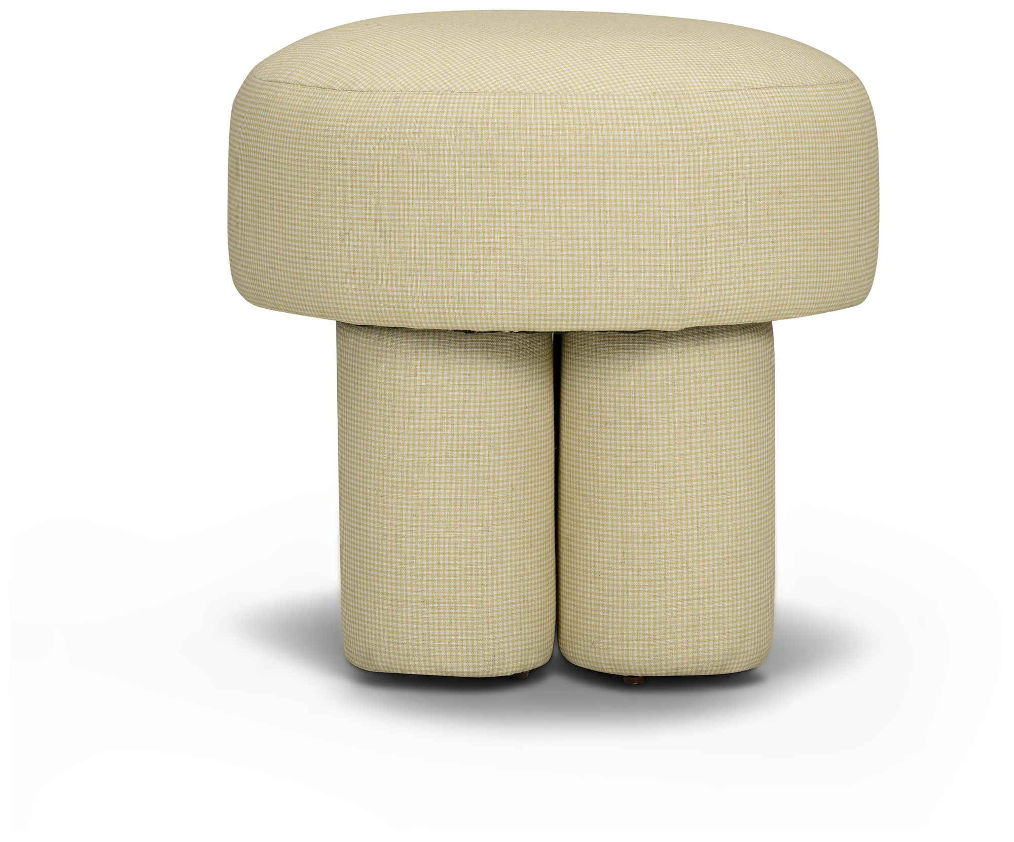 Image 2 Masha Yellow Homespun Plaid Linen Stool more views