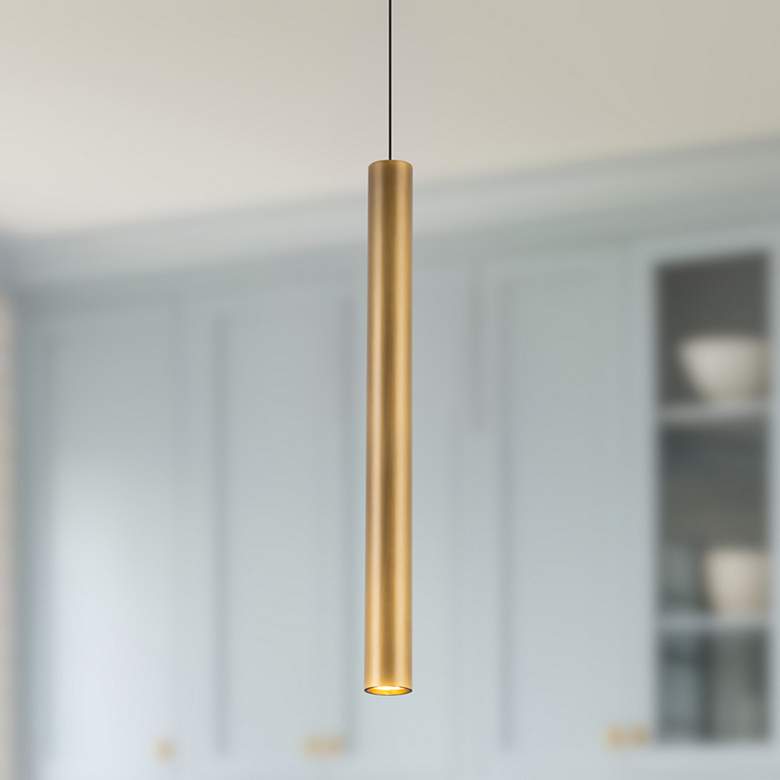 Image 1 Mason 1 3/4" Wide Vintage Brass LED Pendant Light