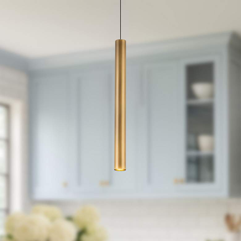Image 3 Mason 1 3/4" Wide Vintage Brass LED Pendant Light more views