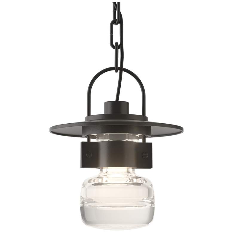 Image 1 Mason 10.6 inchH Black Outdoor Ceiling Fixture With Clear Glass Shade