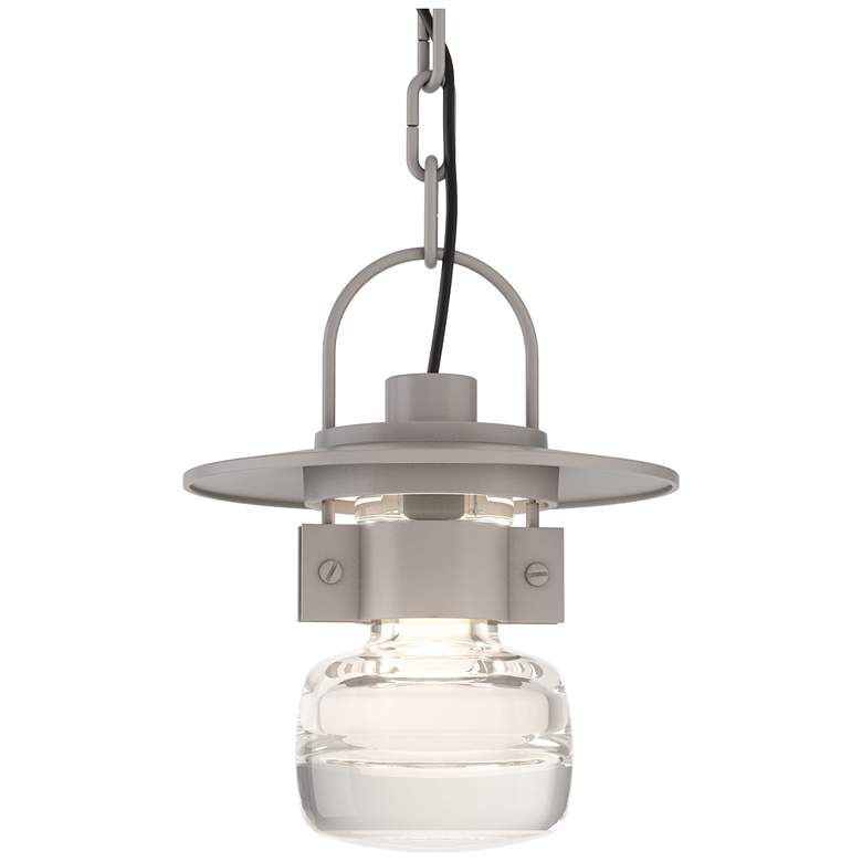 Image 1 Mason 10.6 inchH Burnished Steel Outdoor Ceiling Fixture w/ Clear Glass Sh