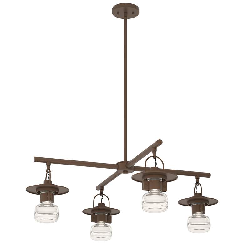 Image 1 Mason 11.3"H 4-Light Bronze Outdoor Pendant With Clear Glass Shade