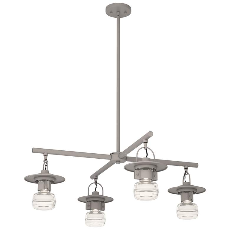 Image 1 Mason 11.3"H 4-Light Burnished Steel Outdoor Pendant w/ Clear Glass Sh