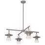 Mason 11.3"H 4-Light Burnished Steel Outdoor Pendant w/ Clear Glass Sh