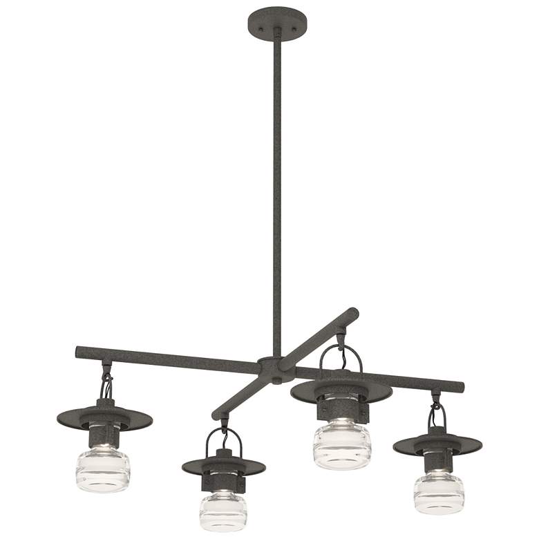 Image 1 Mason 11.3"H 4-Light Natural Iron Outdoor Pendant w/ Clear Glass Shade