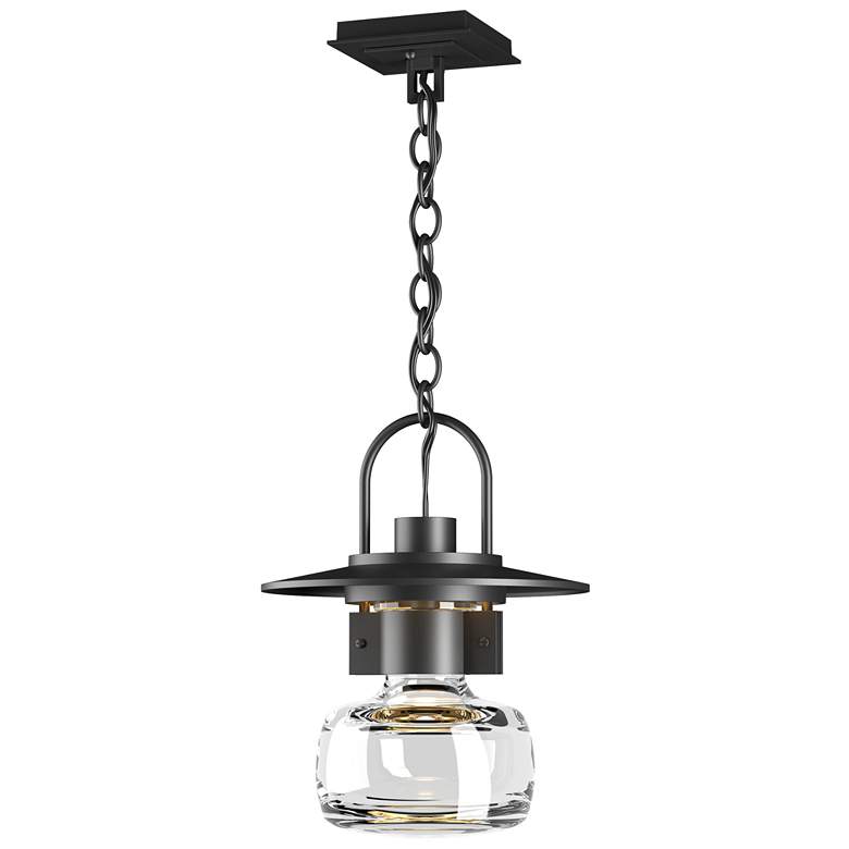 Image 1 Mason 11.3"W Coastal Black Outdoor Ceiling Fixture With Clear Shade