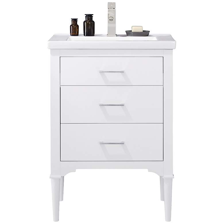 Mason 24&quot; Wide 3-Drawer Porcelain White Single Sink Vanity