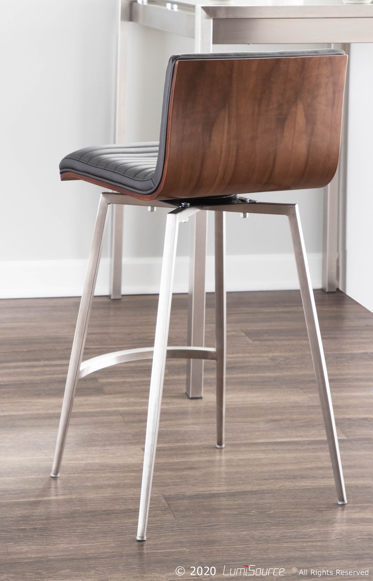 Mason 26" Black Faux Leather Swivel Counter Stools Set of 2