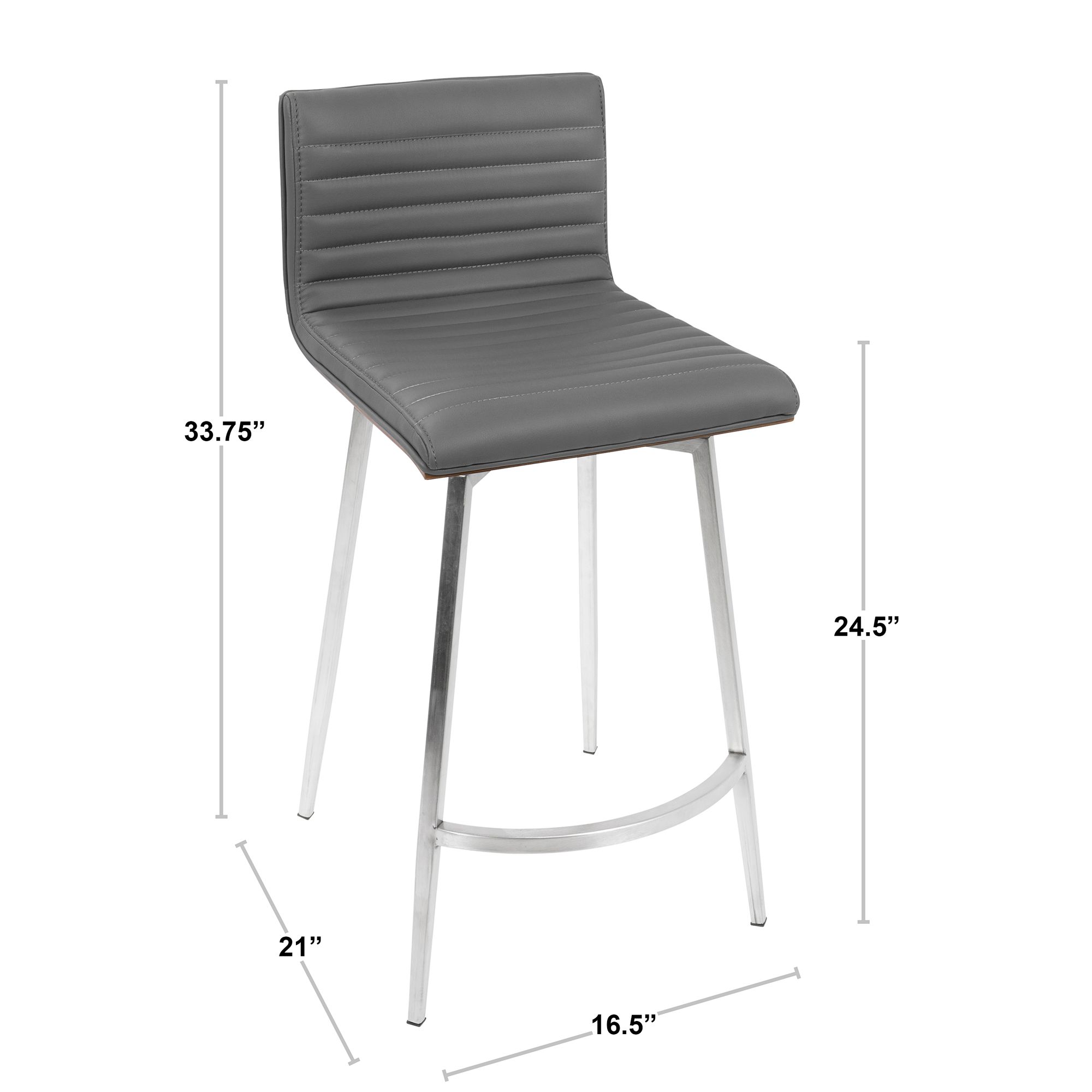 Mason 26" Gray Faux Leather Swivel Counter Stools Set of 2