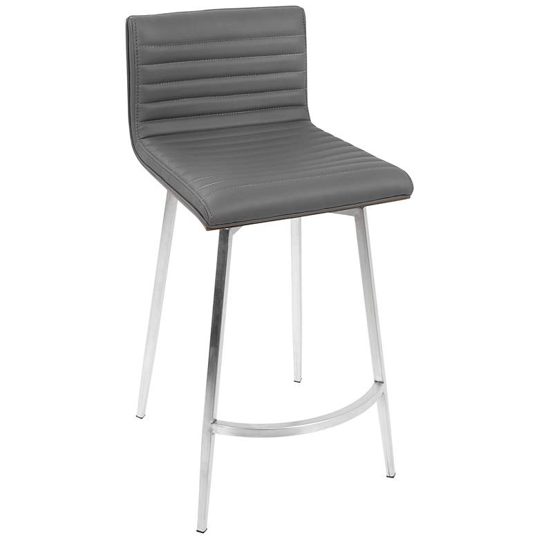 Image 5 Mason 26" Gray Faux Leather Swivel Counter Stools Set of 2 more views