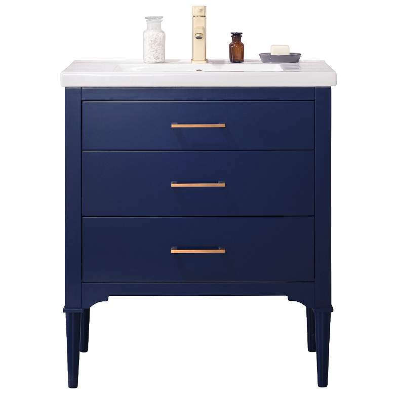 Image 1 Mason 30" Wide 3-Drawer Porcelain Blue Single Sink Vanity