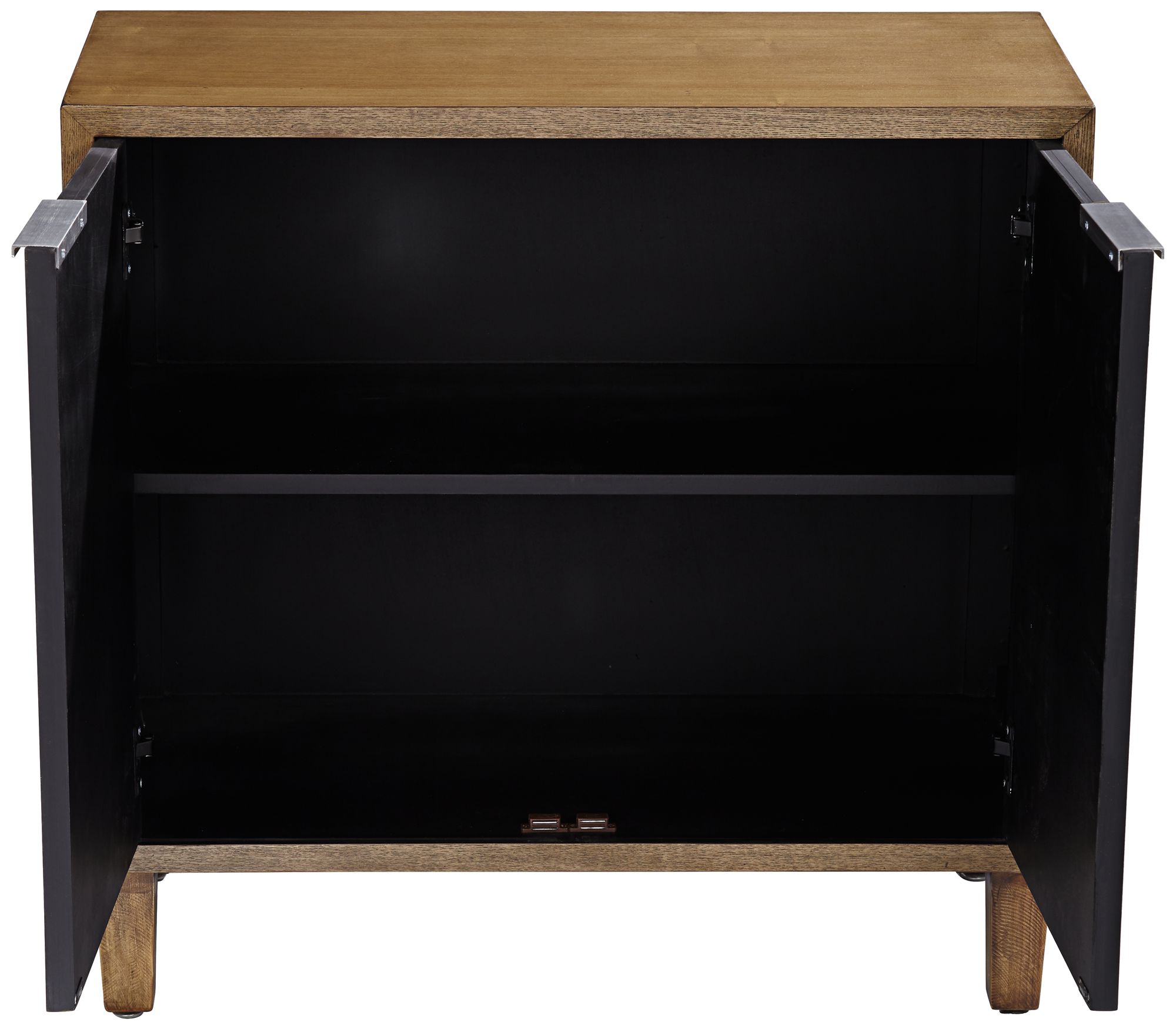 Mason 33 3/4 Wide Oak Wood and Mirrored 2-Door Cabinet