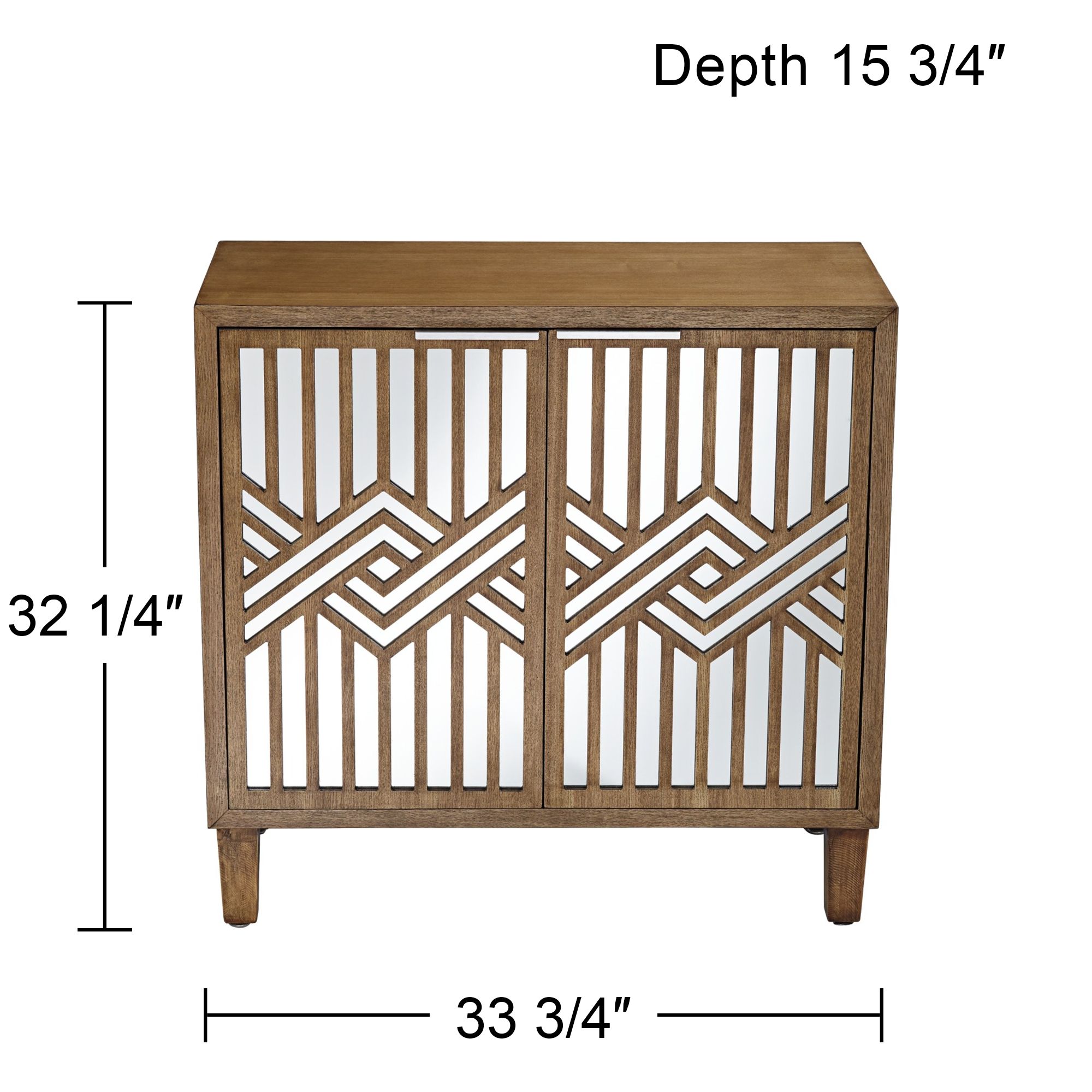 Mason 33 3/4 Wide Oak Wood and Mirrored 2-Door Cabinet