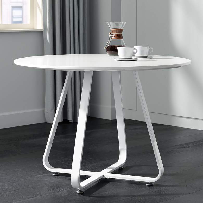Image 1 Mason 43 inch Wide High Gloss White Round Modern Dining Table
