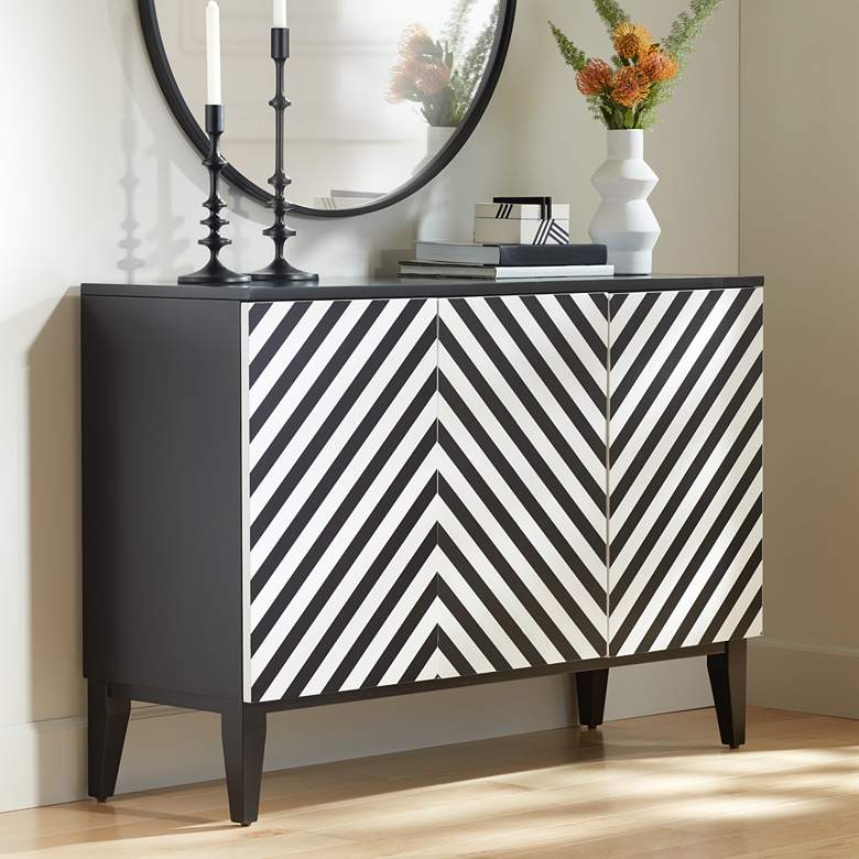 Image 1 Mason 47 1/4 inch Wide Black and White 3-Door Console Table