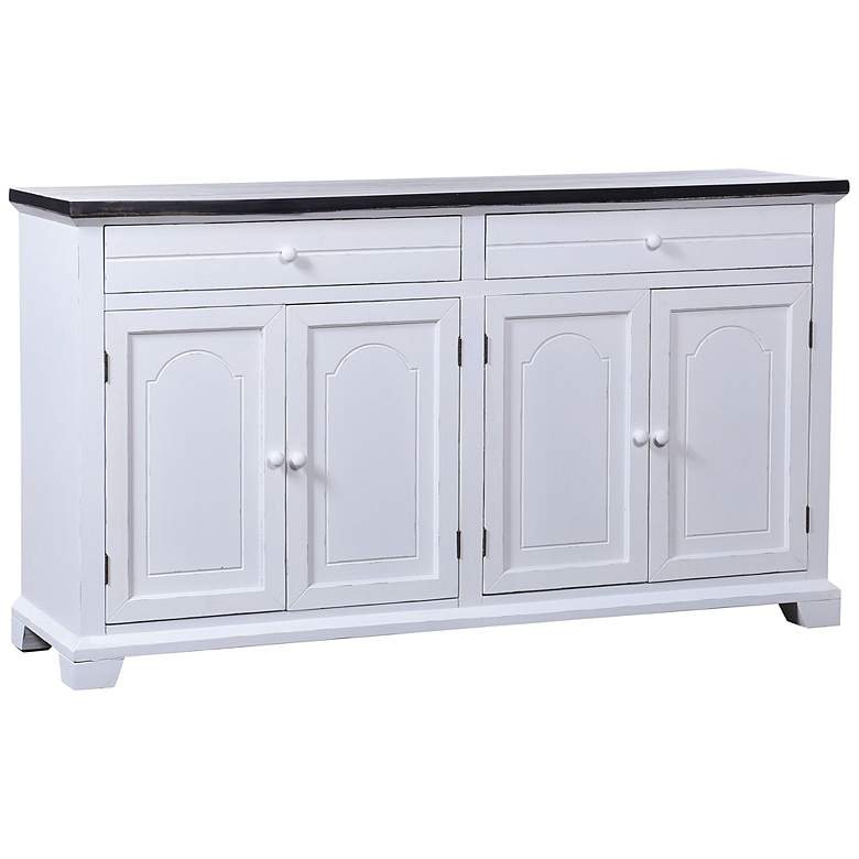 Image 2 Mason 60" Wide Large Black & White 2-Drawer & 4-Door Wood Cabi