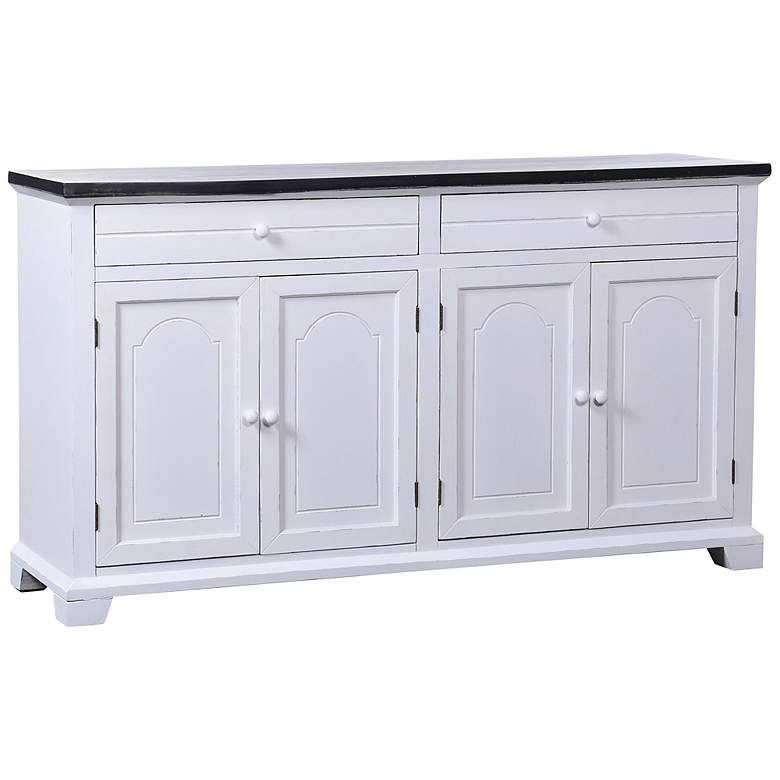 Image 2 Mason 60 inch Wide Large Black &amp; White 2-Drawer &amp; 4-Door Wood Cabi