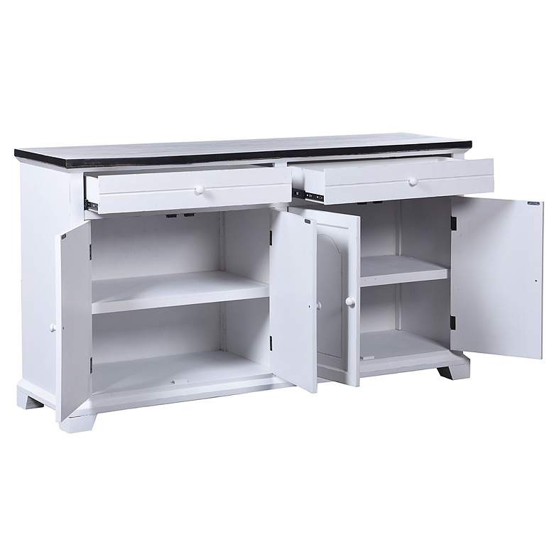 Image 6 Mason 60" Wide Large Black & White 2-Drawer & 4-Door Wood Cabi more views
