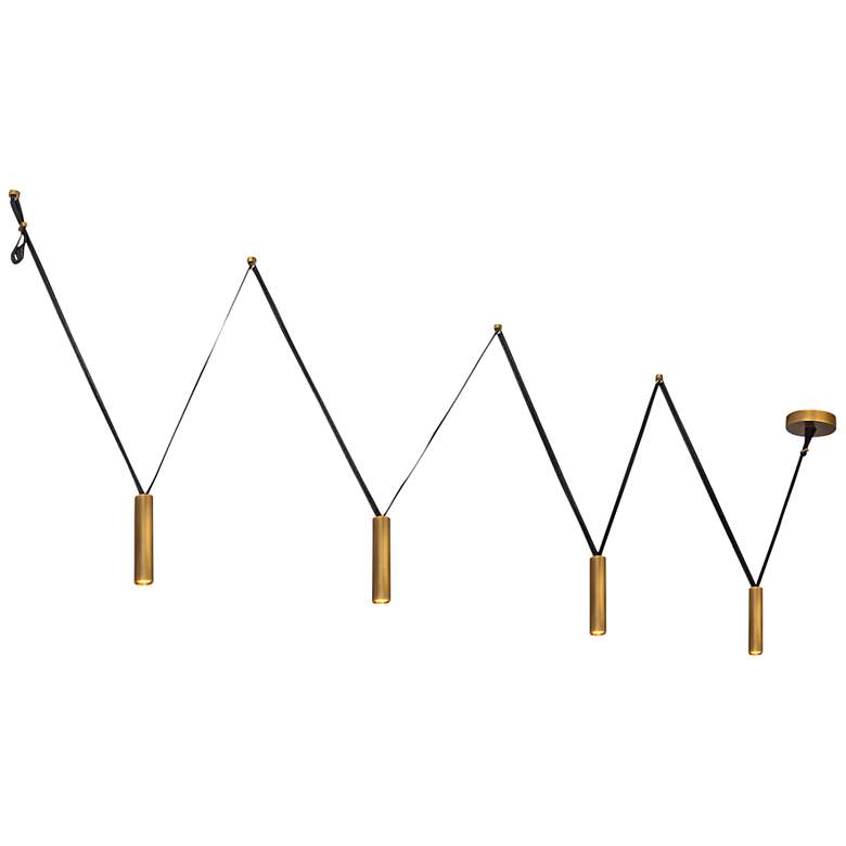 Image 1 Mason 72" Wide Vintage Brass 4-Light LED Linear Pendant