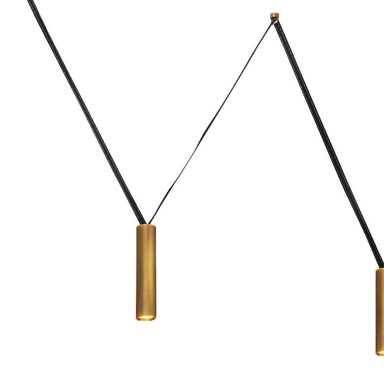 Image 2 Mason 72" Wide Vintage Brass 4-Light LED Linear Pendant more views
