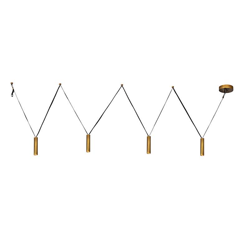 Image 3 Mason 72" Wide Vintage Brass 4-Light LED Linear Pendant more views