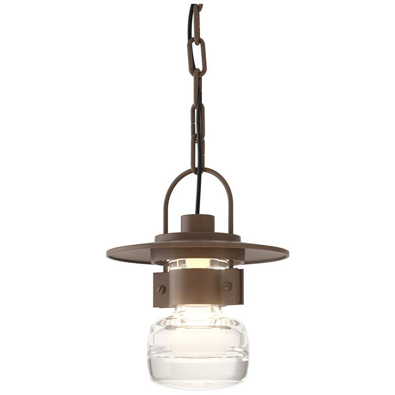 Image 1 Mason 8.8 inchH Bronze Outdoor Ceiling Fixture w/ Clear Glass Shade