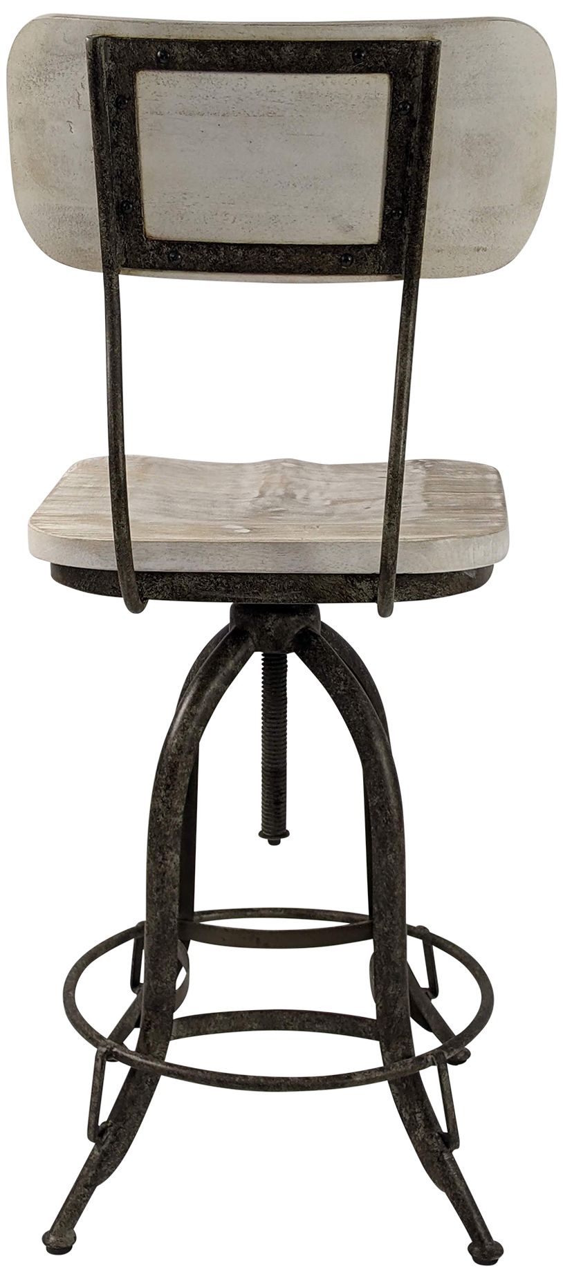 Image 4 Mason Aged Iron Base Natural Driftwood Seat Adjustable Barstool more views