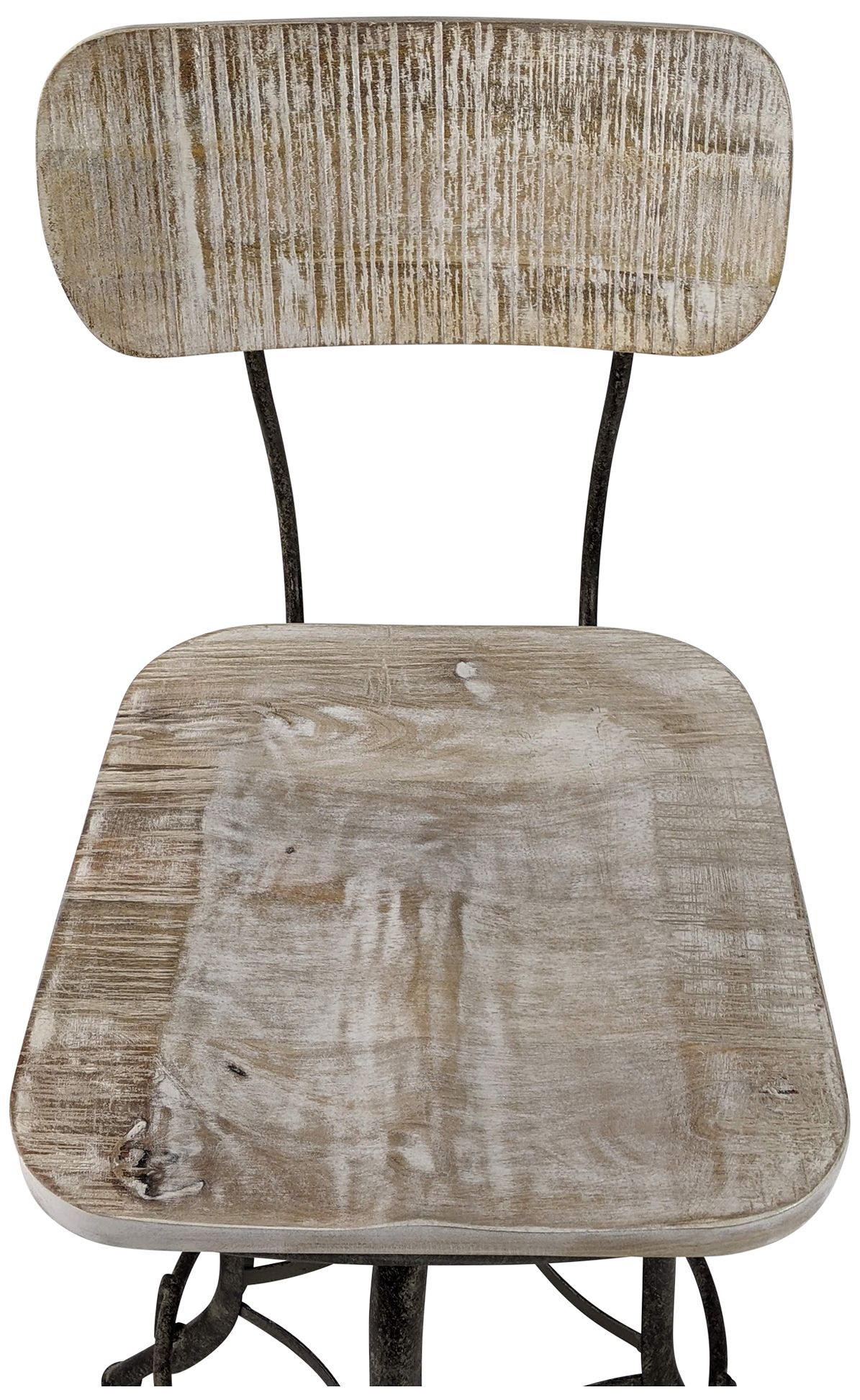 Image 5 Mason Aged Iron Base Natural Driftwood Seat Adjustable Barstool more views