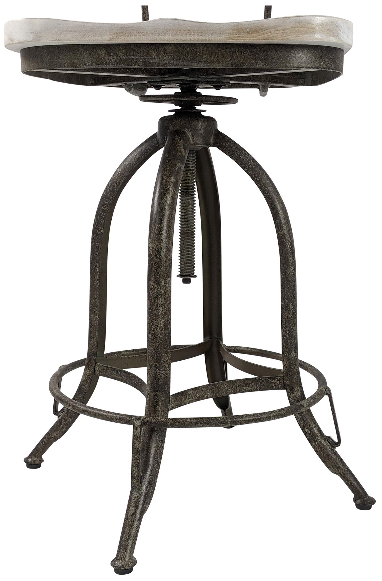 Image 6 Mason Aged Iron Base Natural Driftwood Seat Adjustable Barstool more views