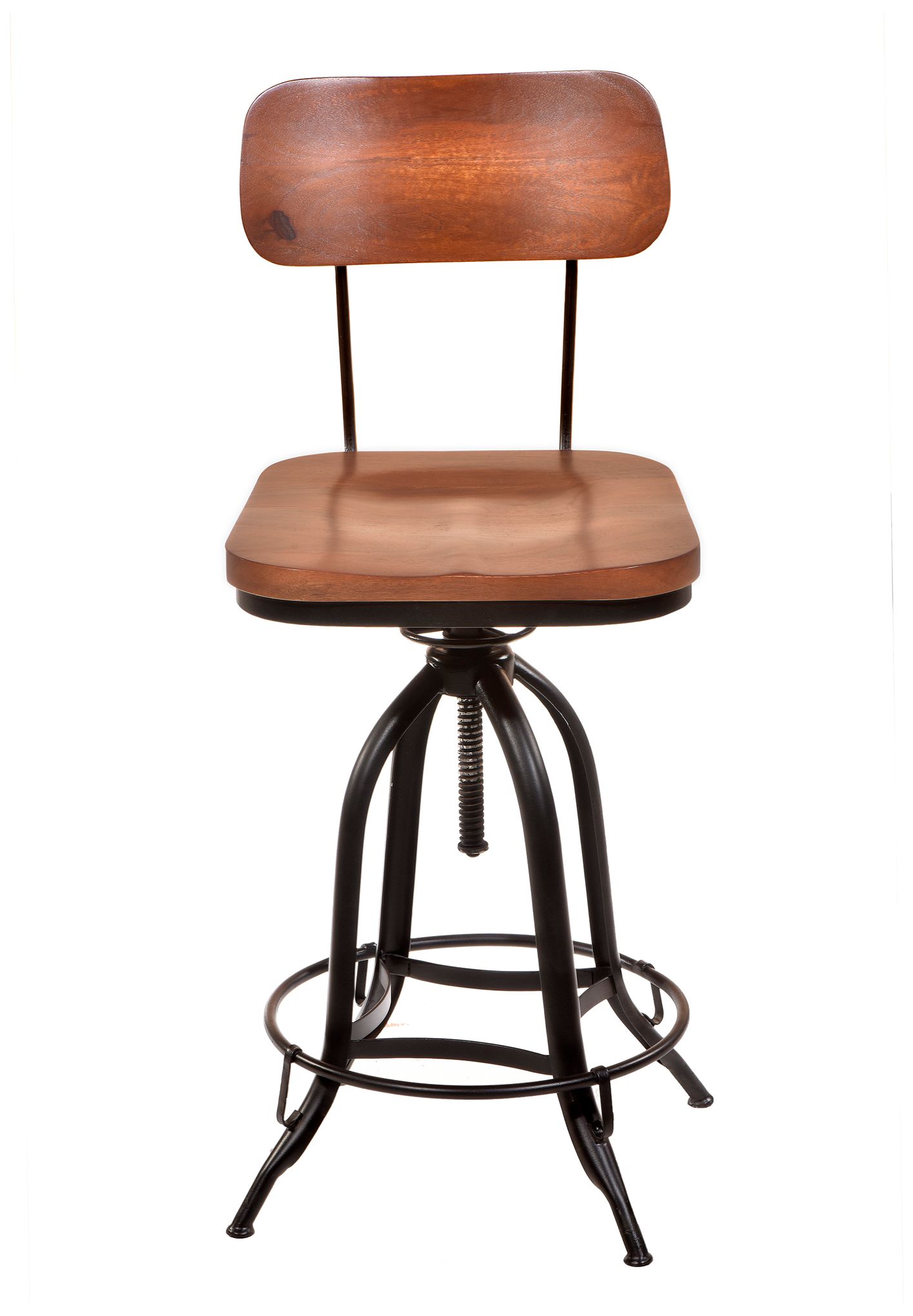 Image 2 Mason Black and Chestnut Wood Adjustable Swivel Bar Stool