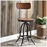 1_Mason Black and Chestnut Wood Adjustable Swivel Bar Stool