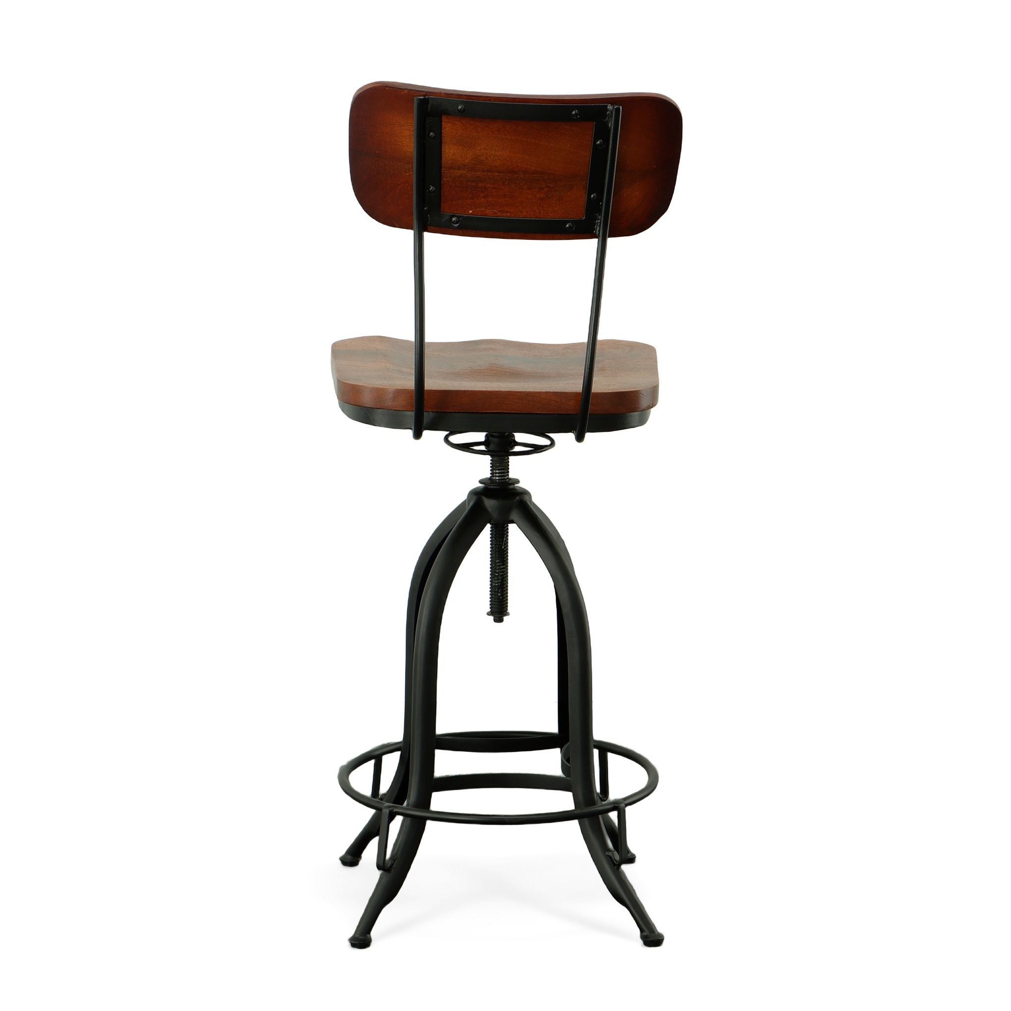 Image 4 Mason Black and Chestnut Wood Adjustable Swivel Bar Stool more views