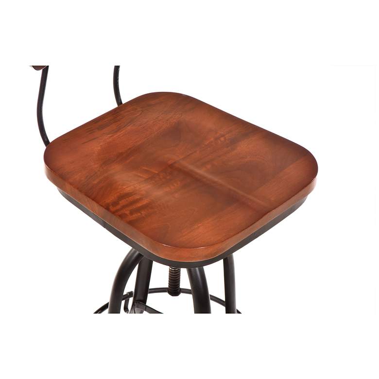 Image 6 Mason Black and Chestnut Wood Adjustable Swivel Bar Stool more views