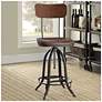 7_Mason Black and Chestnut Wood Adjustable Swivel Bar Stool more views