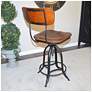 Mason Black and Chestnut Wood Adjustable Swivel Bar Stool