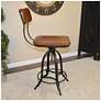 Mason Black and Chestnut Wood Adjustable Swivel Bar Stool