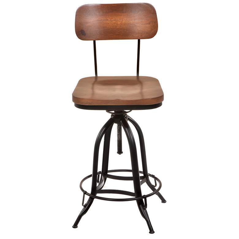 Image 1 Mason Black Base Chestnut Seat Adjustable Barstool