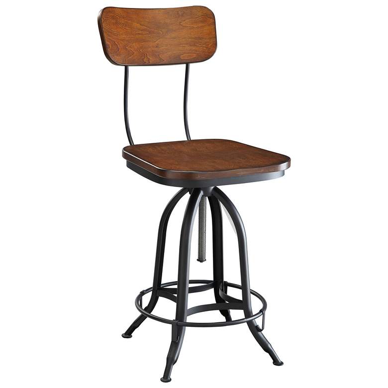 Image 3 Mason Black Base Chestnut Seat Adjustable Barstool more views