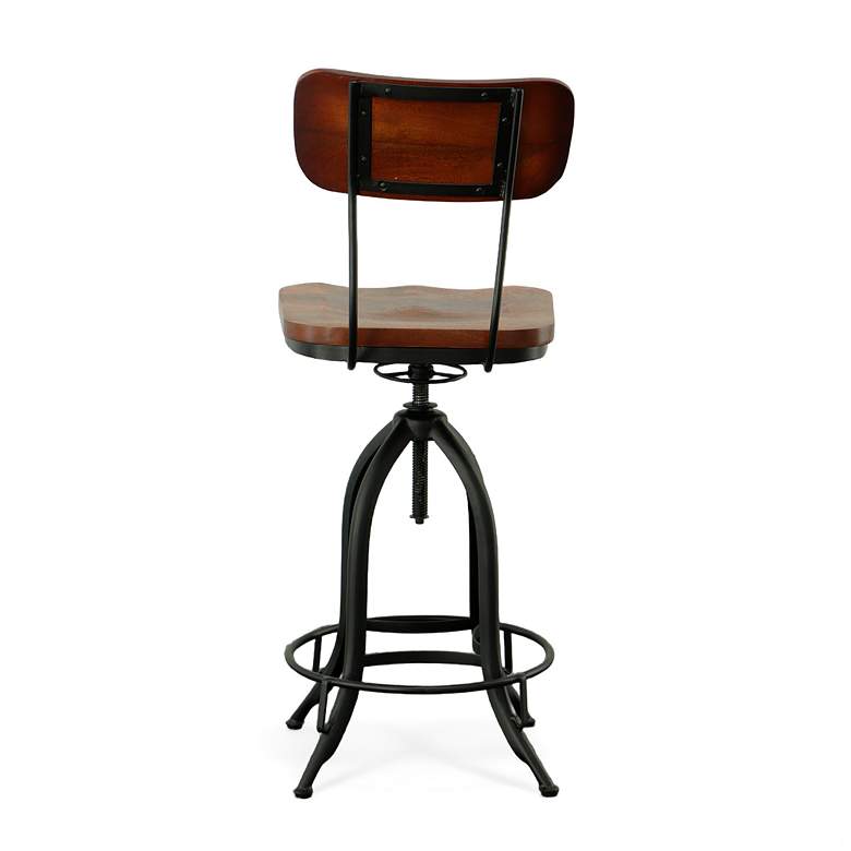 Image 4 Mason Black Base Chestnut Seat Adjustable Barstool more views