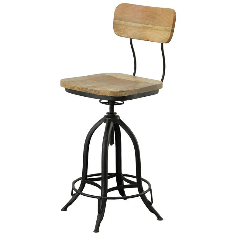 Image 1 Mason Black Base Natural Seat Adjustable Barstool