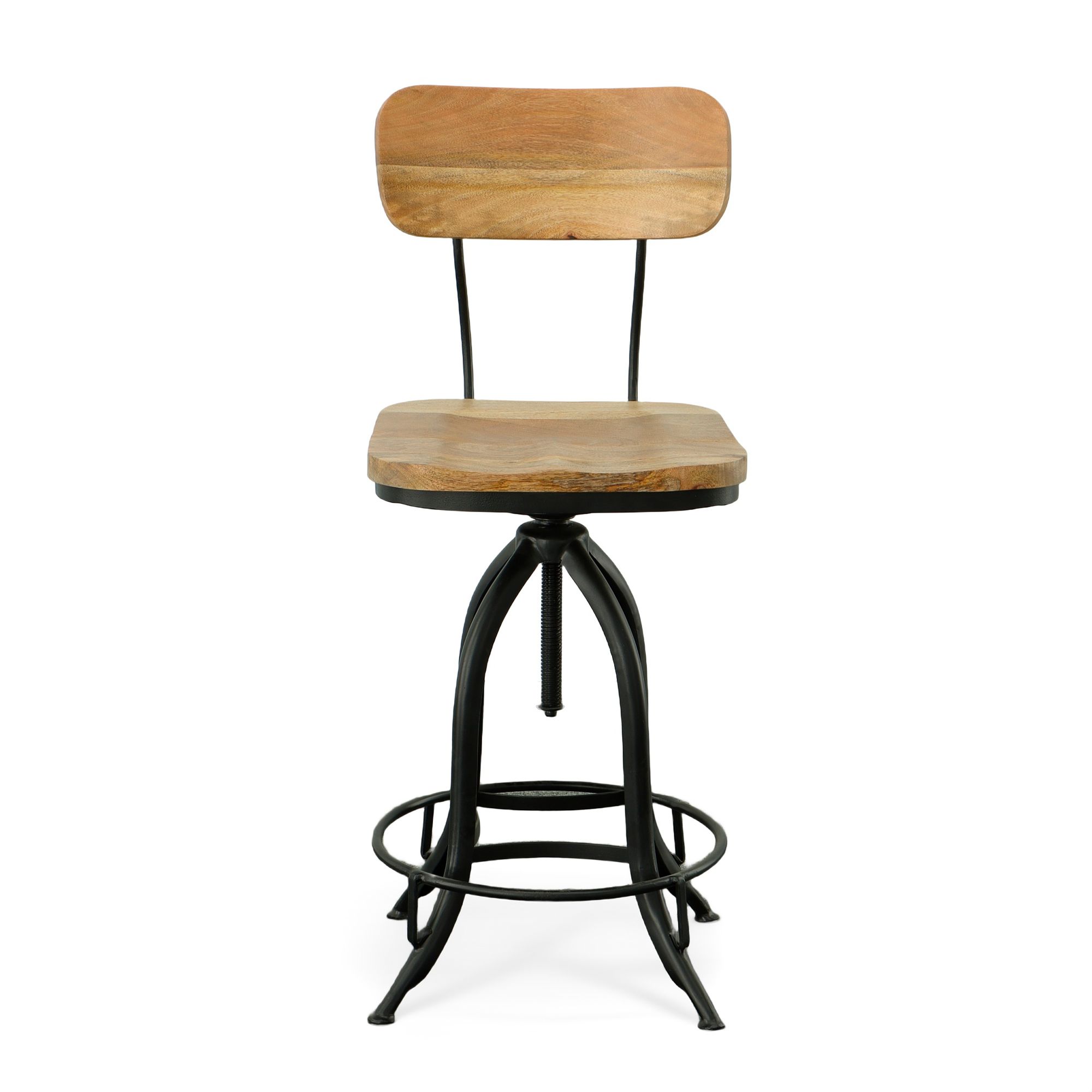 Image 3 Mason Black Base Natural Seat Adjustable Barstool more views
