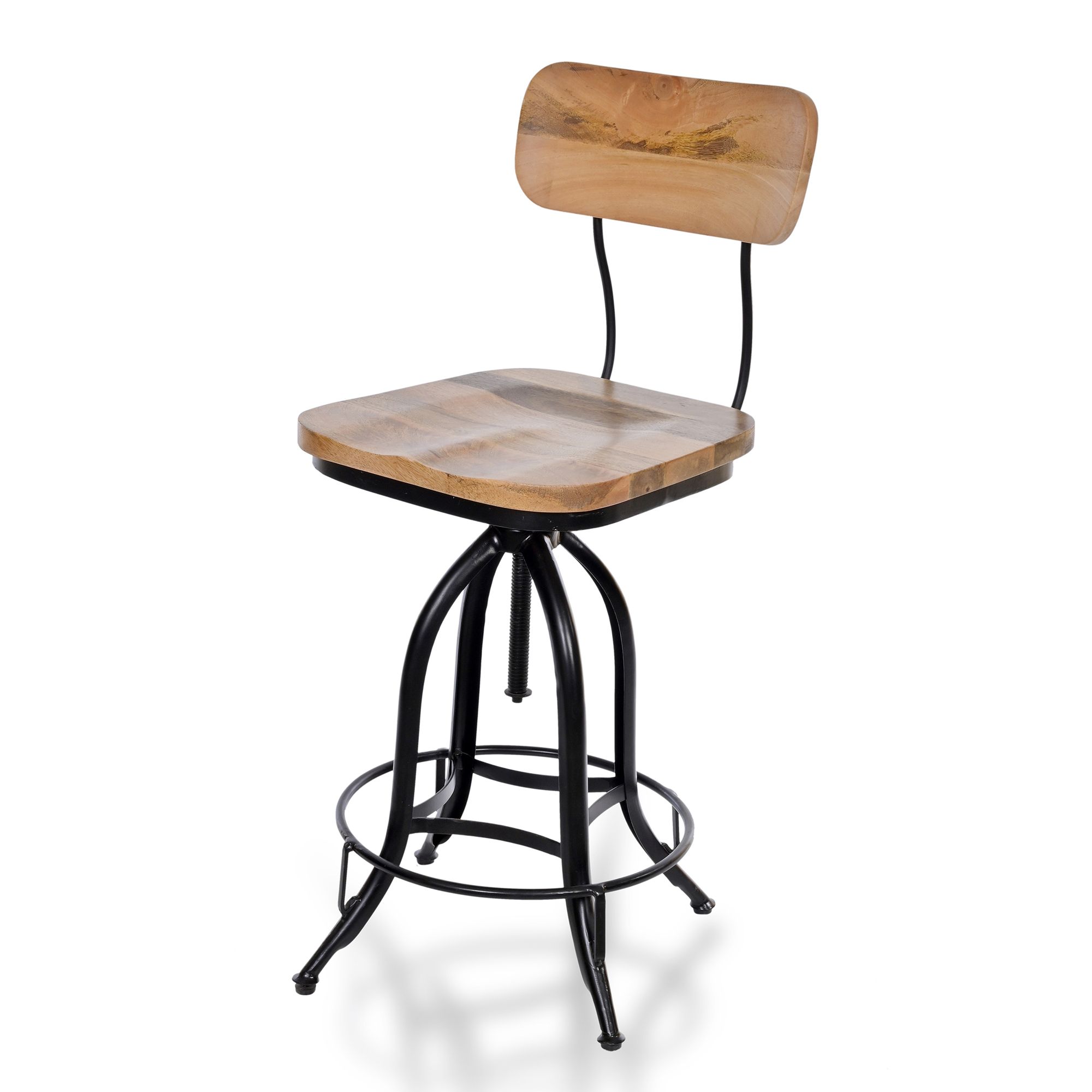Image 4 Mason Black Base Natural Seat Adjustable Barstool more views