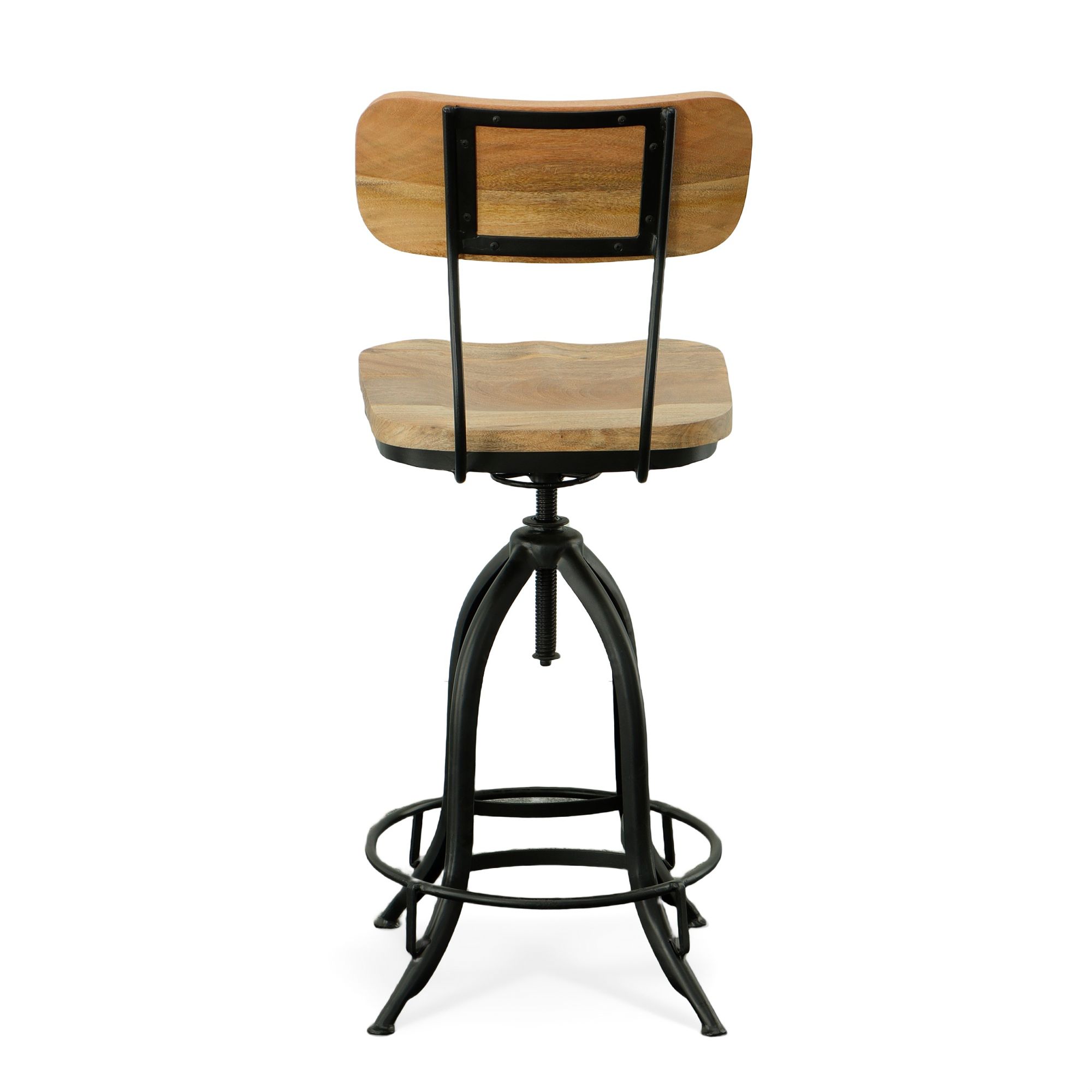 Image 5 Mason Black Base Natural Seat Adjustable Barstool more views